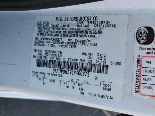 Photo 11 VIN: 3FAHP0HA9CR400872 - FORD FUSION SE 