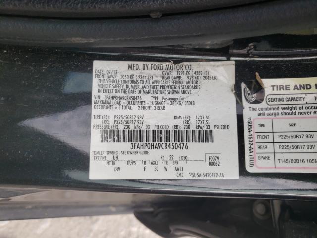 Photo 9 VIN: 3FAHP0HA9CR450476 - FORD FUSION SE 