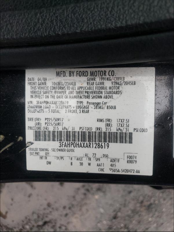 Photo 9 VIN: 3FAHP0HAXAR128619 - FORD FUSION SE 