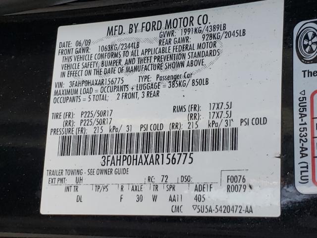 Photo 9 VIN: 3FAHP0HAXAR156775 - FORD FUSION SE 