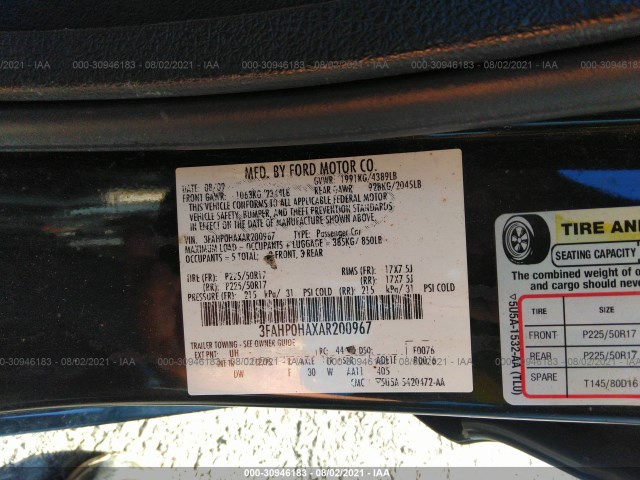 Photo 8 VIN: 3FAHP0HAXAR200967 - FORD FUSION 