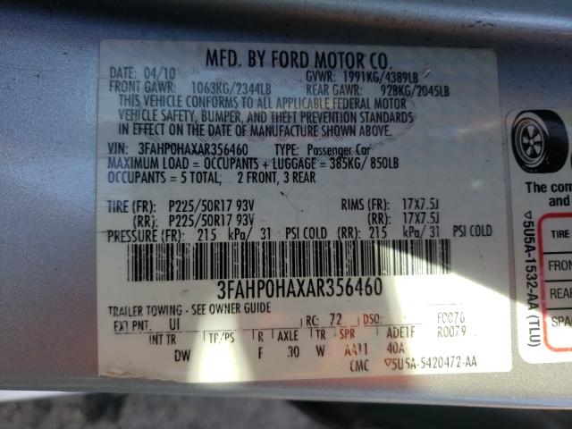 Photo 9 VIN: 3FAHP0HAXAR356460 - FORD FUSION SE 