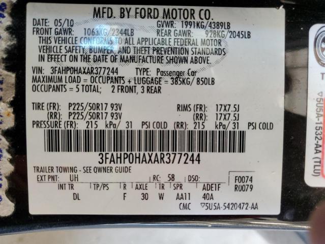 Photo 11 VIN: 3FAHP0HAXAR377244 - FORD FUSION SE 