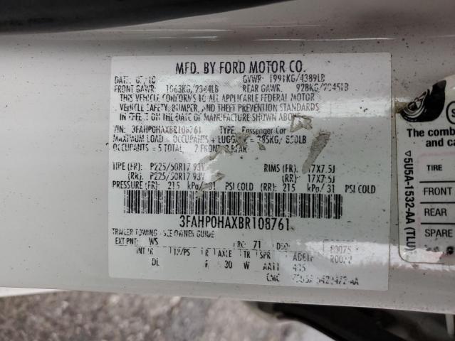 Photo 11 VIN: 3FAHP0HAXBR108761 - FORD FUSION SE 