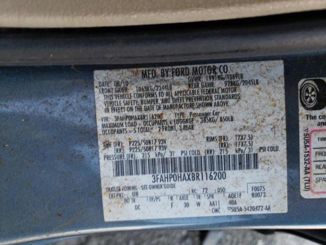 Photo 9 VIN: 3FAHP0HAXBR116200 - FORD FUSION SE 