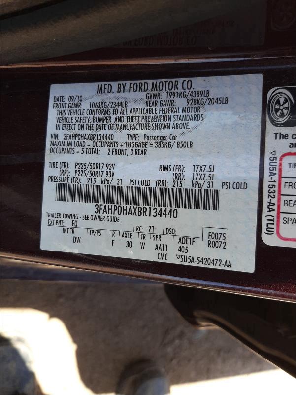 Photo 9 VIN: 3FAHP0HAXBR134440 - FORD FUSION SE 