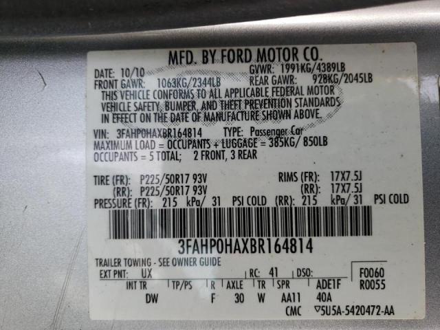 Photo 9 VIN: 3FAHP0HAXBR164814 - FORD FUSION 