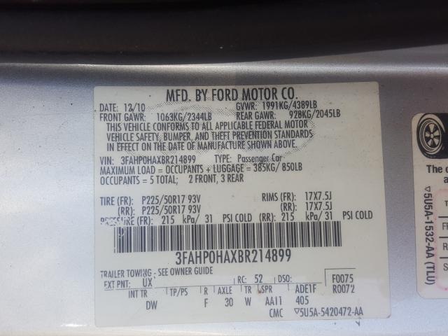 Photo 9 VIN: 3FAHP0HAXBR214899 - FORD FUSION SE 