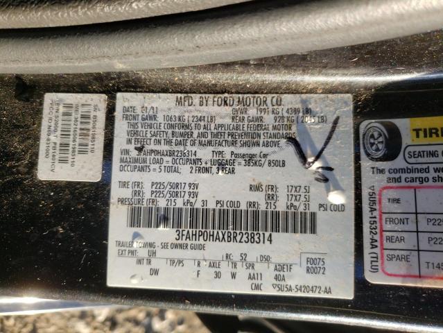 Photo 9 VIN: 3FAHP0HAXBR238314 - FORD FUSION SE 