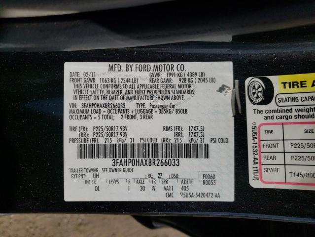 Photo 11 VIN: 3FAHP0HAXBR266033 - FORD FUSION 