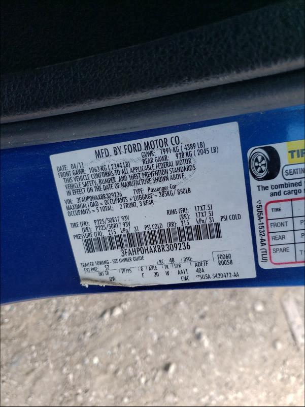 Photo 9 VIN: 3FAHP0HAXBR309236 - FORD FUSION SE 