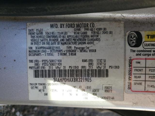 Photo 11 VIN: 3FAHP0HAXBR321905 - FORD FUSION SE 