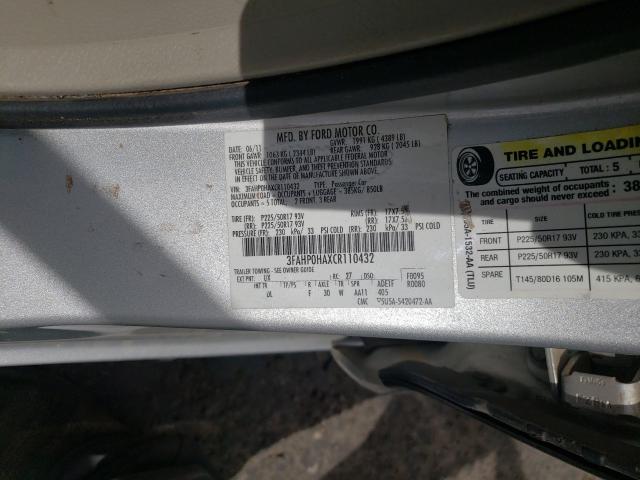 Photo 9 VIN: 3FAHP0HAXCR110432 - FORD FUSION SE 