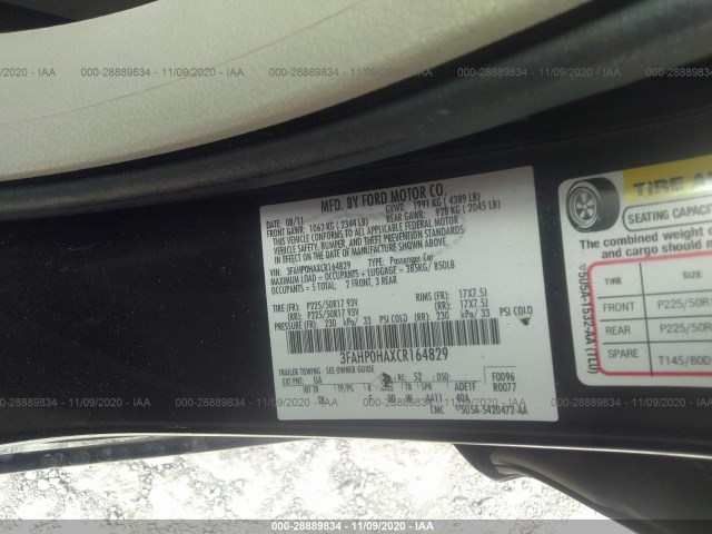 Photo 8 VIN: 3FAHP0HAXCR164829 - FORD FUSION 