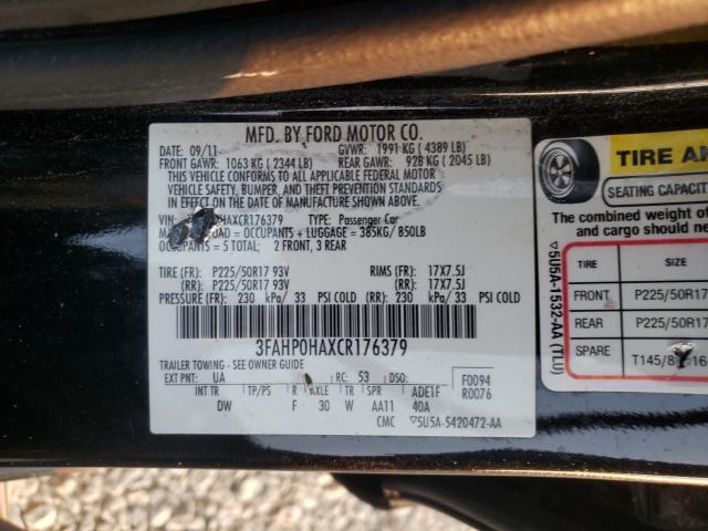 Photo 9 VIN: 3FAHP0HAXCR176379 - FORD FUSION SE 