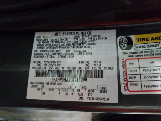 Photo 9 VIN: 3FAHP0HAXCR218999 - FORD FUSION SE 