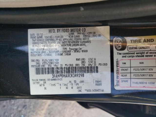 Photo 9 VIN: 3FAHP0HAXCR349298 - FORD FUSION SE 