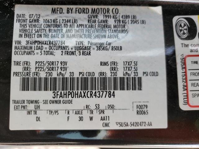 Photo 9 VIN: 3FAHP0HAXCR437784 - FORD FUSION SE 