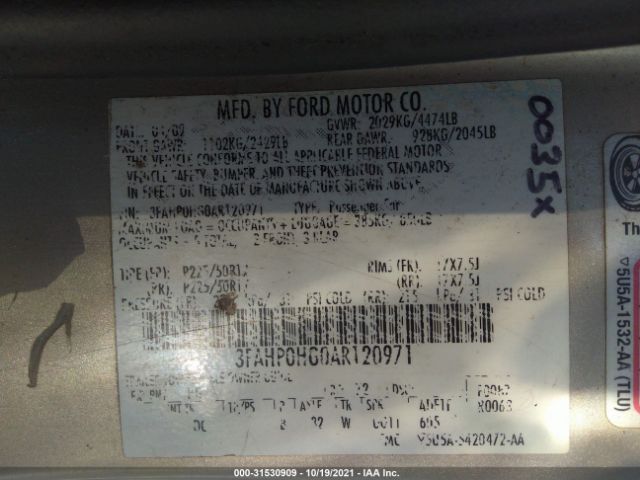 Photo 8 VIN: 3FAHP0HG0AR120971 - FORD FUSION 