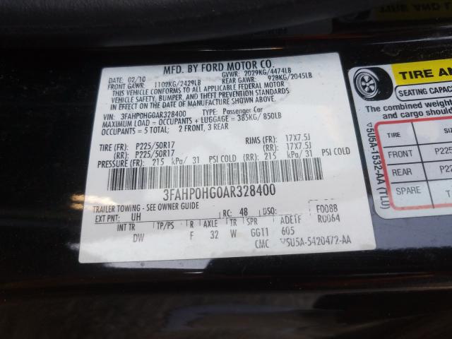 Photo 9 VIN: 3FAHP0HG0AR328400 - FORD FUSION SE 