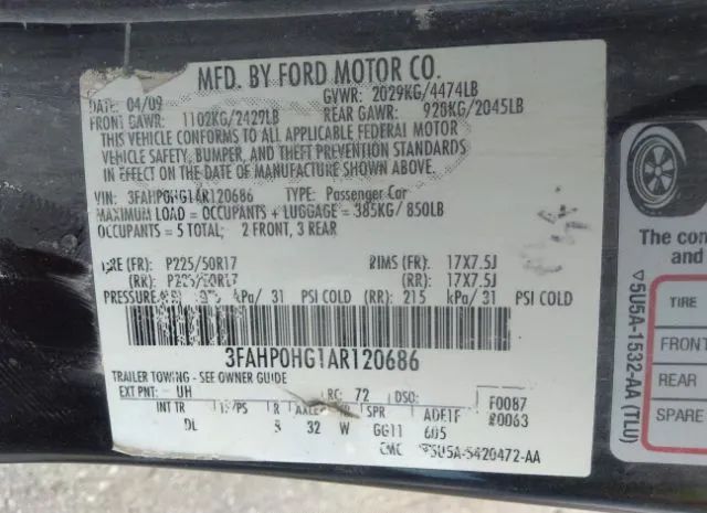 Photo 8 VIN: 3FAHP0HG1AR120686 - FORD FUSION 