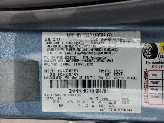 Photo 12 VIN: 3FAHP0HG1CR304285 - FORD FUSION SE 