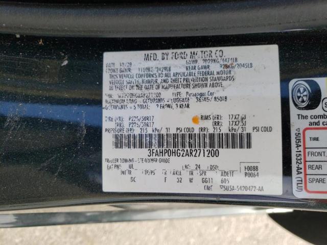 Photo 9 VIN: 3FAHP0HG2AR271200 - FORD FUSION SE 