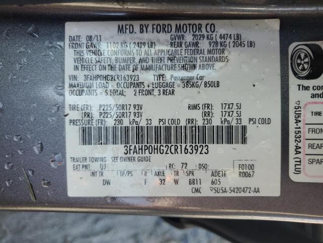 Photo 12 VIN: 3FAHP0HG2CR163923 - FORD FUSION 