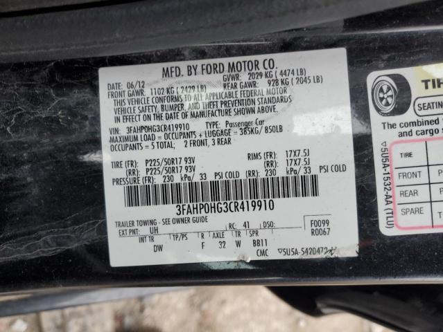 Photo 11 VIN: 3FAHP0HG3CR419910 - FORD FUSION SE 