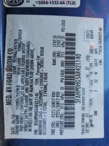 Photo 11 VIN: 3FAHP0HG5AR421140 - FORD FUSION SE 