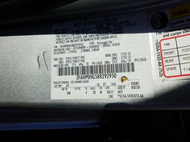 Photo 9 VIN: 3FAHP0HG5BR292950 - FORD FUSION SE 