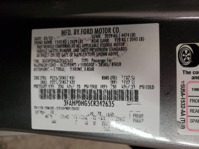 Photo 9 VIN: 3FAHP0HG5CR342635 - FORD FUSION SE 