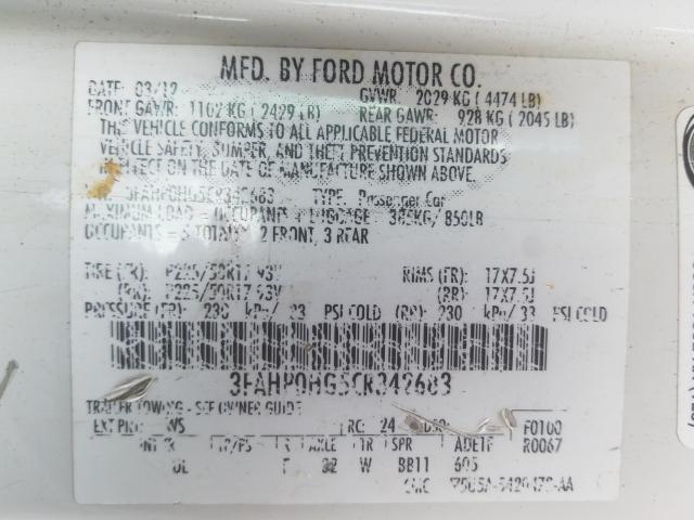 Photo 9 VIN: 3FAHP0HG5CR342683 - FORD FUSION SE 