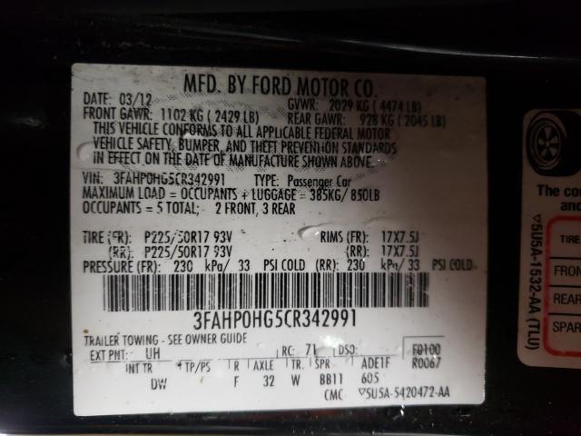 Photo 9 VIN: 3FAHP0HG5CR342991 - FORD FUSION SE 