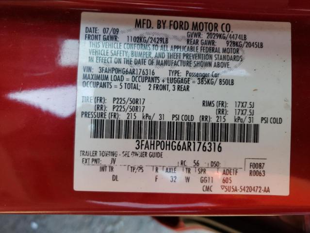 Photo 9 VIN: 3FAHP0HG6AR176316 - FORD FUSION SE 