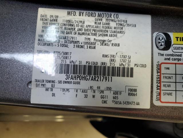 Photo 11 VIN: 3FAHP0HG7AR217911 - FORD FUSION 