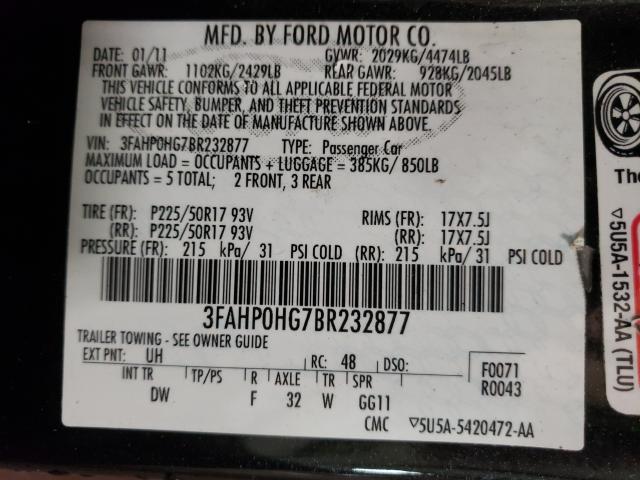 Photo 9 VIN: 3FAHP0HG7BR232877 - FORD FUSION SE 