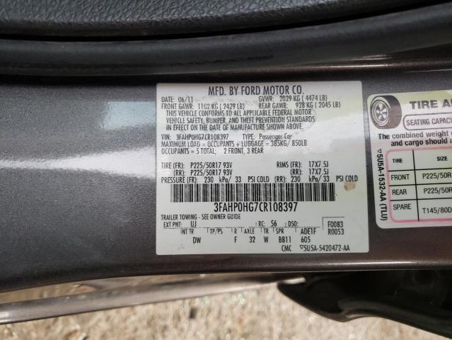 Photo 9 VIN: 3FAHP0HG7CR108397 - FORD FUSION SE 