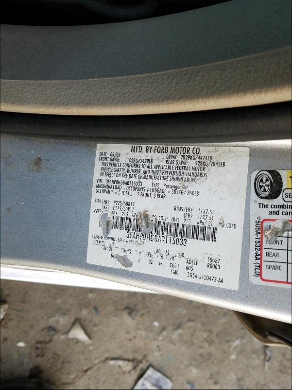 Photo 9 VIN: 3FAHP0HG8AR115033 - FORD FUSION SE 