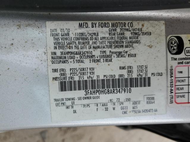 Photo 11 VIN: 3FAHP0HG8AR347910 - FORD FUSION SE 