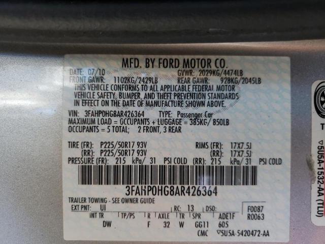 Photo 9 VIN: 3FAHP0HG8AR426364 - FORD FUSION SE 