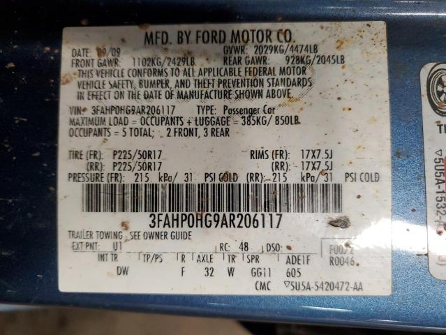 Photo 11 VIN: 3FAHP0HG9AR206117 - FORD FUSION SE 