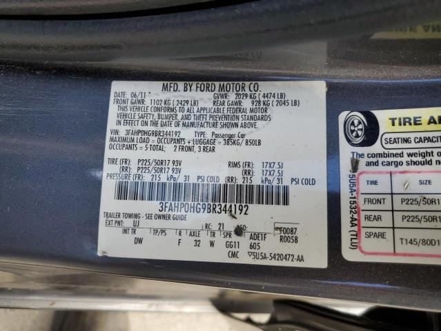 Photo 12 VIN: 3FAHP0HG9BR344192 - FORD FUSION SE 