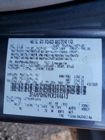 Photo 9 VIN: 3FAHP0HG9CR244613 - FORD FUSION SE 