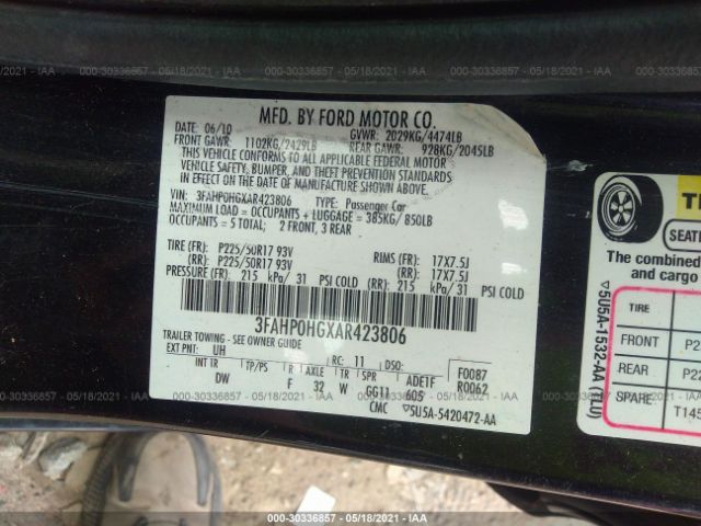 Photo 8 VIN: 3FAHP0HGXAR423806 - FORD FUSION 