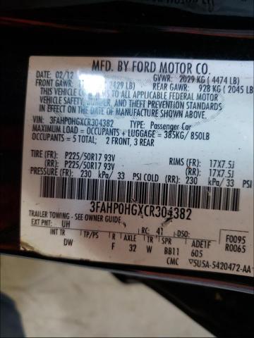 Photo 9 VIN: 3FAHP0HGXCR304382 - FORD FUSION SE 