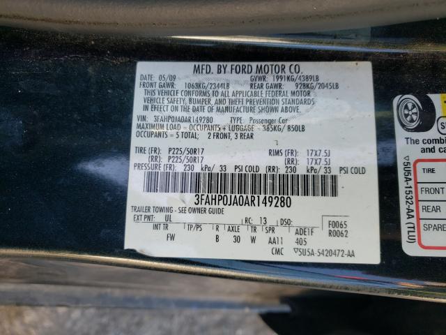 Photo 9 VIN: 3FAHP0JA0AR149280 - FORD FUSION SEL 