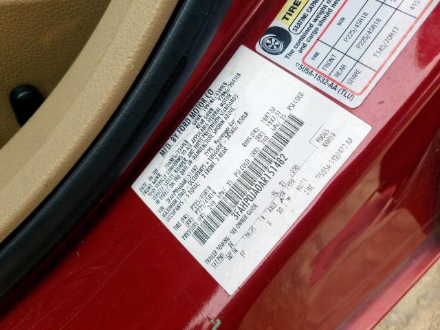 Photo 9 VIN: 3FAHP0JA0AR151482 - FORD FUSION SEL 