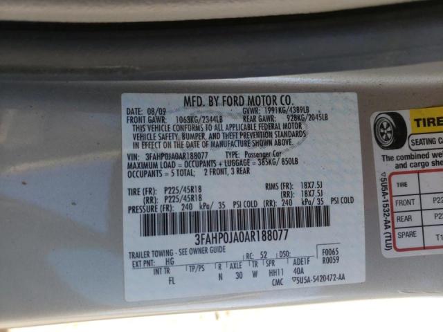 Photo 9 VIN: 3FAHP0JA0AR188077 - FORD FUSION SEL 