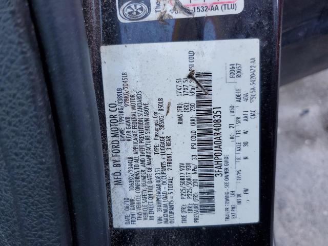 Photo 9 VIN: 3FAHP0JA0AR408351 - FORD FUSION SEL 